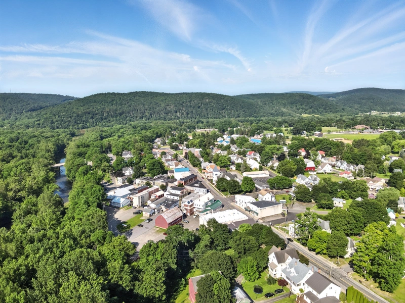 Wyalusing Aerial View 1 Drone flyover image 1 of Wyalusing, PA