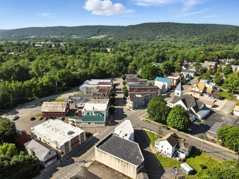 Wyalusing Aerial View 2 Drone flyover image 2 of Wyalusing, PA