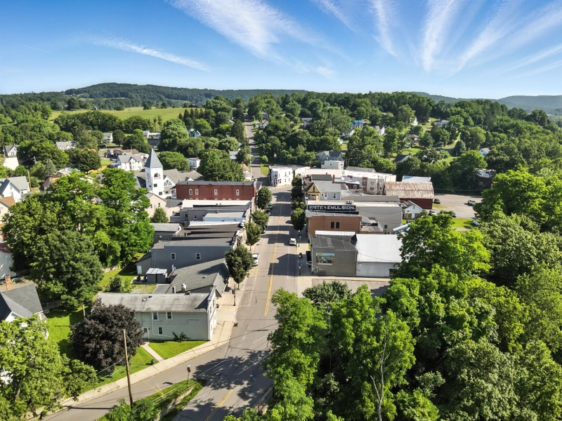 Wyalusing Aerial View 3 Drone flyover image 3 of Wyalusing, PA