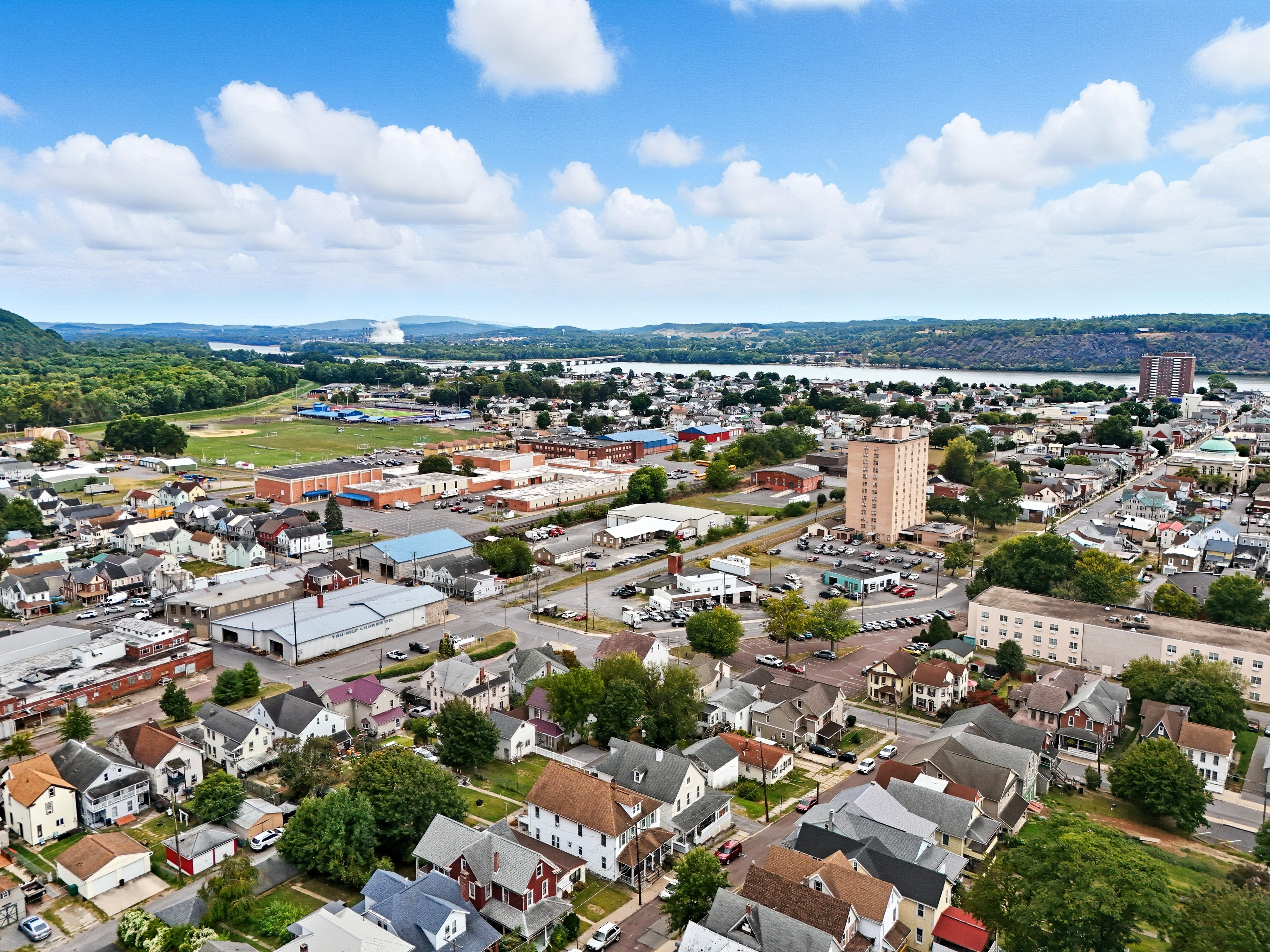 Drone flyover of Sunbury, PA