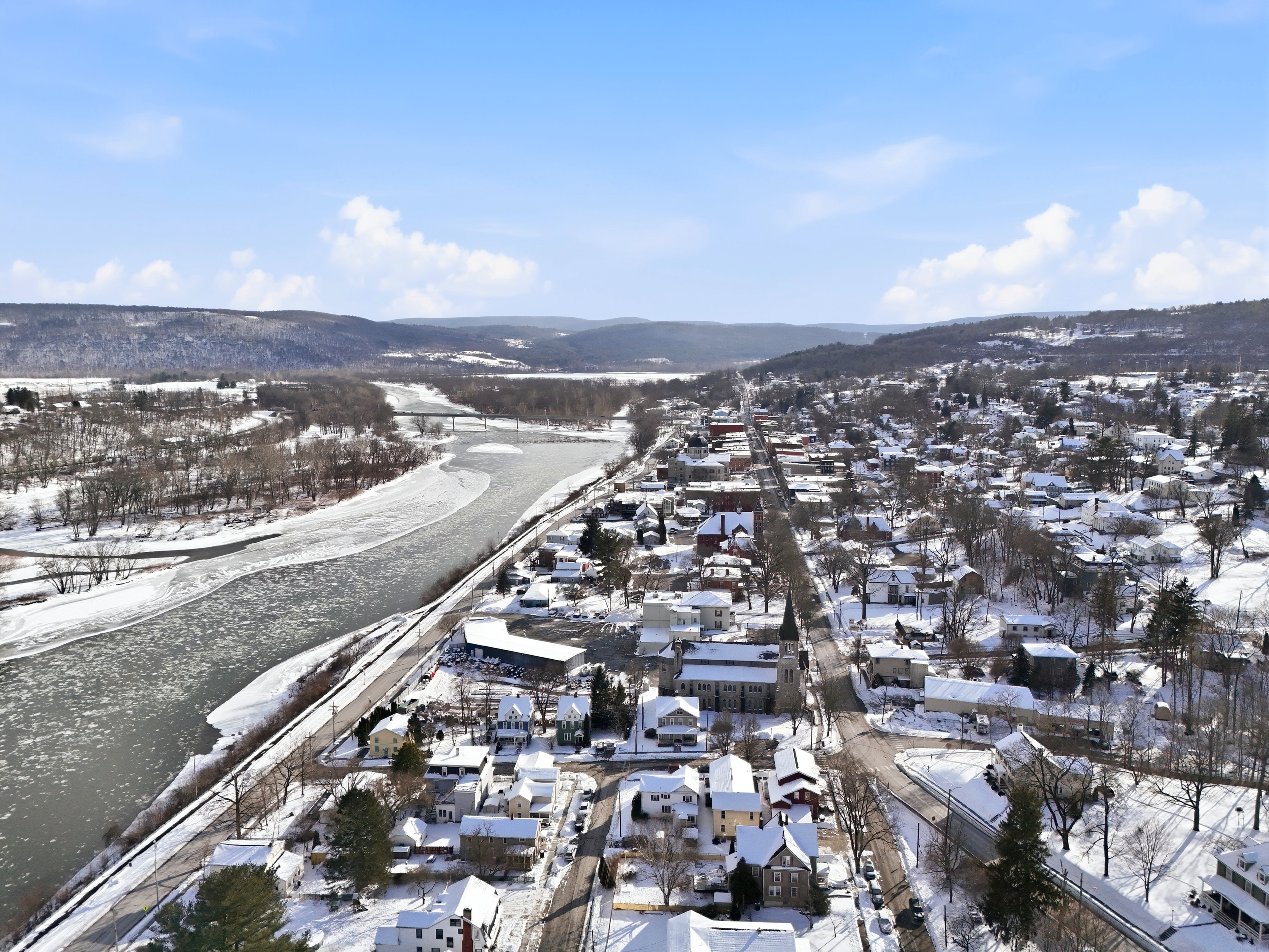 Drone flyover of Towanda, PA